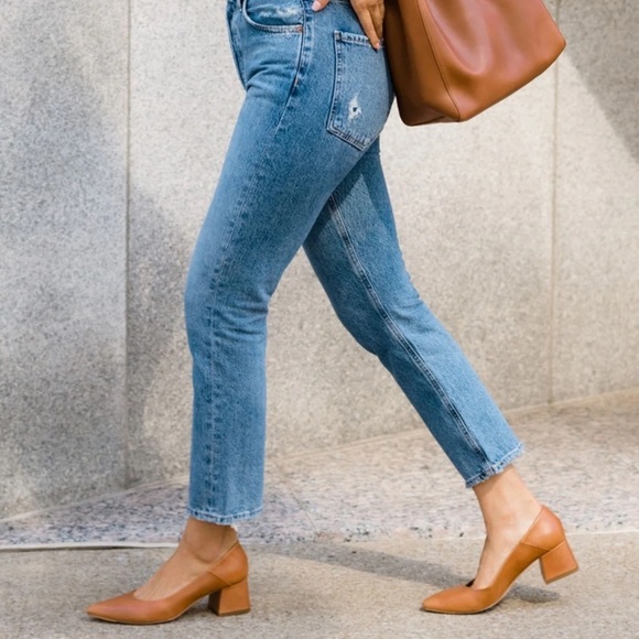 Nisolo Fiorela Go To Leather Mid Heel Caramel Size 7 - Picture 7 of 9